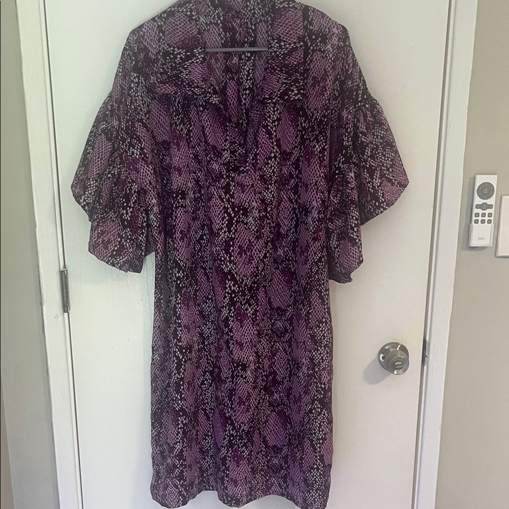Purple Snake Print Midi Dress